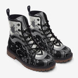 Leather Boots Black and White Abstract Swirl