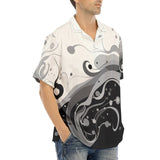 Hawaiian Shirt Black and White Abstract Swirl