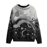 Men's Zip Up Hoodie Black and White Abstract Swirl