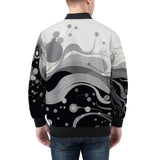 Bomber Jacket Black and White Abstract Swirl