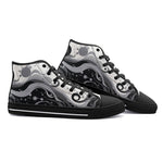 High-Top Canvas Shoes Black and White Abstract Swirl