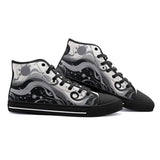 High-Top Canvas Shoes Black and White Abstract Swirl