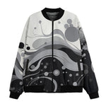 Bomber Jacket Black and White Abstract Swirl