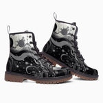 Leather Boots Black and White Abstract Swirl