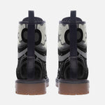 Leather Boots Black and White Abstract Swirl