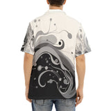 Hawaiian Shirt Black and White Abstract Swirl