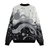 Bomber Jacket Black and White Abstract Swirl