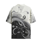 Hawaiian Shirt Black and White Abstract Swirl