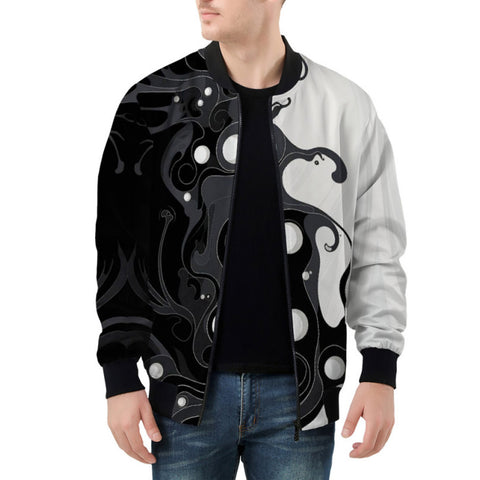 Bomber Jacket Black and White Abstraction