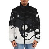 Down-Padded Puffer Jacket Black and White Abstraction