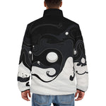 Down-Padded Puffer Jacket Black and White Abstraction