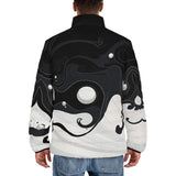 Down-Padded Puffer Jacket Black and White Abstraction