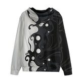 Men's Zip Up Hoodie Black and White Abstraction