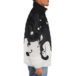 Down-Padded Puffer Jacket Black and White Abstraction