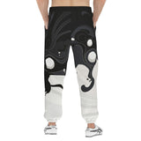 Men's Sweatpants Black and White Abstraction