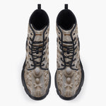 Casual Leather Chunky Boots Embroidered Neoclassical Sculptures Print