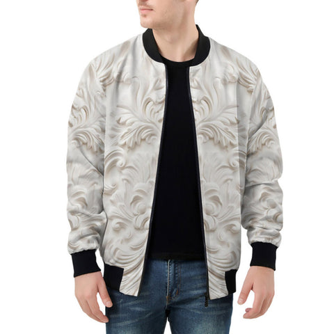 Bomber Jacket White Marble Relief Art Print