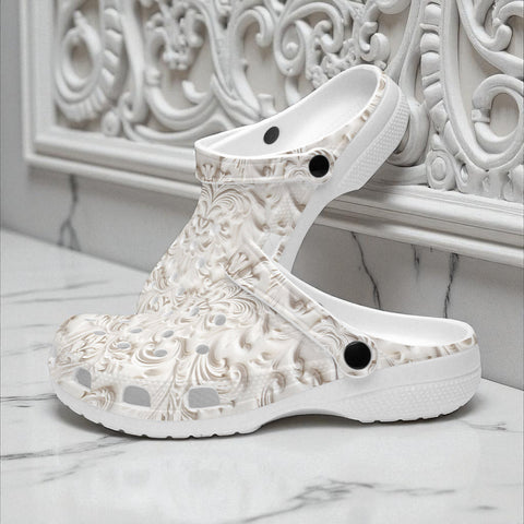 Classic Clogs White Marble Relief Art Print