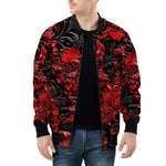 Bomber Jacket Red Flowers Embossed Art Print