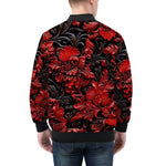 Bomber Jacket Red Flowers Embossed Art Print