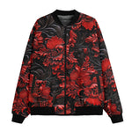 Bomber Jacket Red Flowers Embossed Art Print