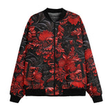 Bomber Jacket Red Flowers Embossed Art Print