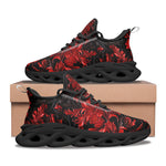 Sports Sneakers Red Flowers Embossed Art Print