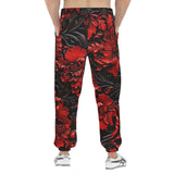 Men's Sweatpants Red Flowers Embossed Art Print