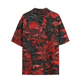 Hawaiian Shirt Red Flowers Embossed Art Print