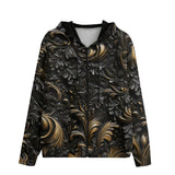 Men's Zip Up Hoodie Embossed Bronze Art Print