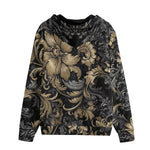 Men's Zip Up Hoodie Embossed Rococo Art Print