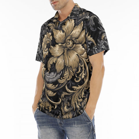 Men's Polo Shirt Embossed Rococo Art Print