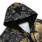 Men's Zip Up Hoodie Embossed Rococo Art Print