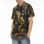 Men's Polo Shirt Golden Relief Art Print