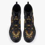 Casual Leather Chunky Boots Golden Relief Art Print