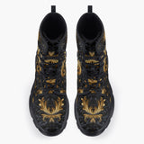 Casual Leather Chunky Boots Golden Relief Art Print