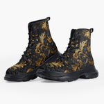 Casual Leather Chunky Boots Golden Relief Art Print