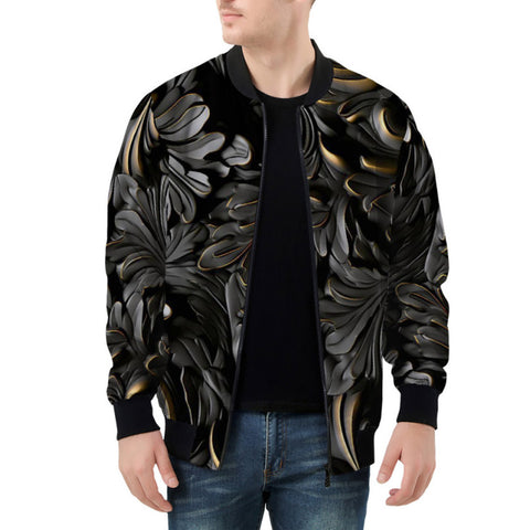 Bomber Jacket Black Metal Embossed Art Print