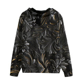 Men's Zip Up Hoodie Black Metal Embossed Art Print