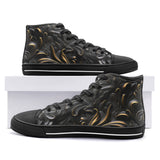 High-Top Canvas Shoes Black Metal Embossed Art Print