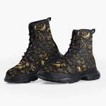 Casual Leather Chunky Boots Bronze Embossed Art Print