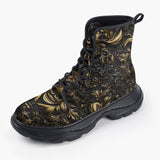 Casual Leather Chunky Boots Bronze Embossed Art Print