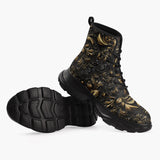 Casual Leather Chunky Boots Bronze Embossed Art Print