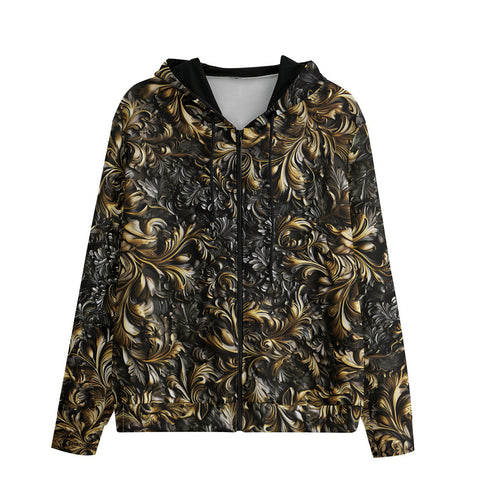 Men's Zip Up Hoodie Bronze Embossed Art Print