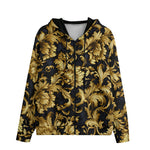 Men's Zip Up Hoodie Embossed Golden Art Print