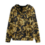 Men's Zip Up Hoodie Embossed Golden Art Print