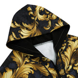 Men's Zip Up Hoodie Embossed Golden Art Print