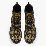 Casual Leather Chunky Boots Embossed Golden Art Print