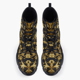 Casual Leather Chunky Boots Embossed Golden Art Print