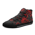 High-Top Canvas Shoes Black and Red Embossed Art Print
